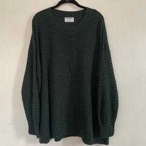 Dark Green Knit Relaxed Fit Pullover Sweater - 2X